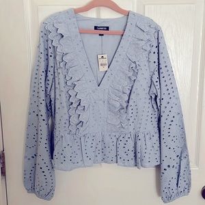 Express ruffle eyelet blouse XS